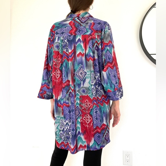 Boho Vintage Graphic Button Down Shirt Or Dress - Picture 7 of 8